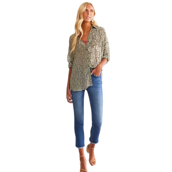 Acoa Floral Woven Sheer Chiffon Blouse Loose Size S - Picture 4 of 14